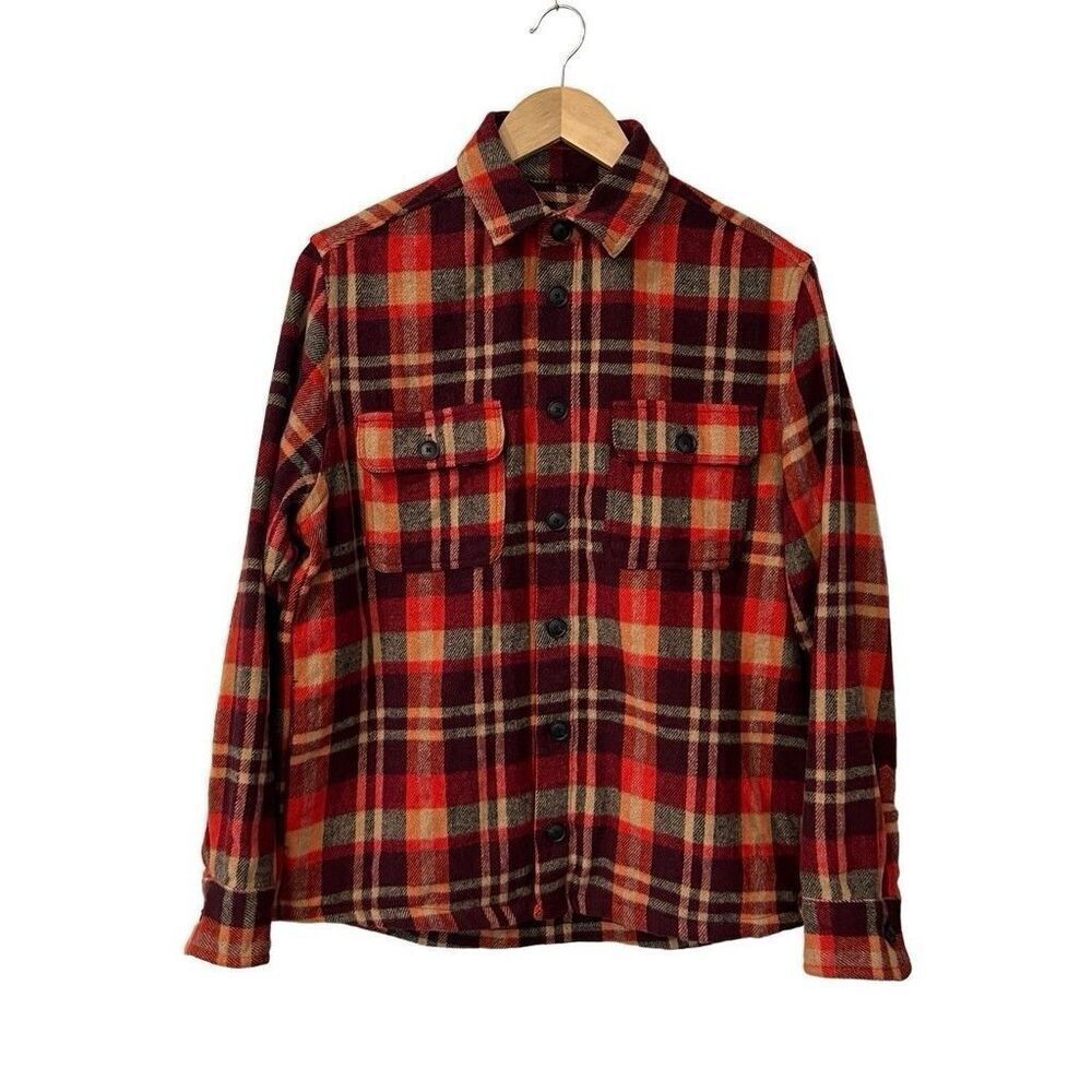 Zara Women’s Plaid Button Up Shirt Size Medium Oversized Red Jacket
